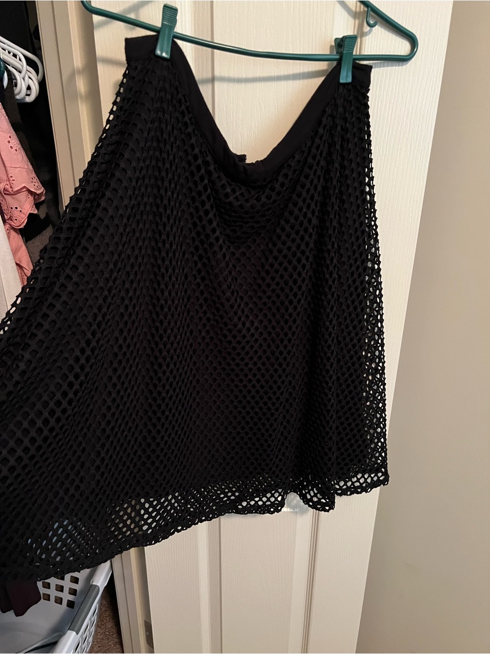 Michel Studio Black Mesh Midi Skirt
